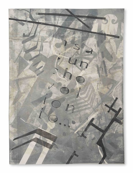 Urban Layers Text (mono print) by Ira Hoffecker